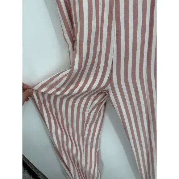 $229 Paige Women's Marino Ruffle Trim Sleeveless Striped Jumpsuit NWT Sz L - Picture 4 of 11